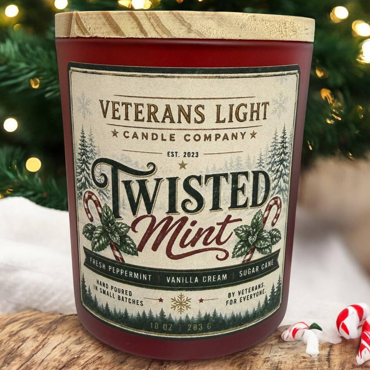 Twisted Mint – Fresh Peppermint, Vanilla Cream & Sugar Cane: 10 oz – candle at the Feline Community Network gift shop