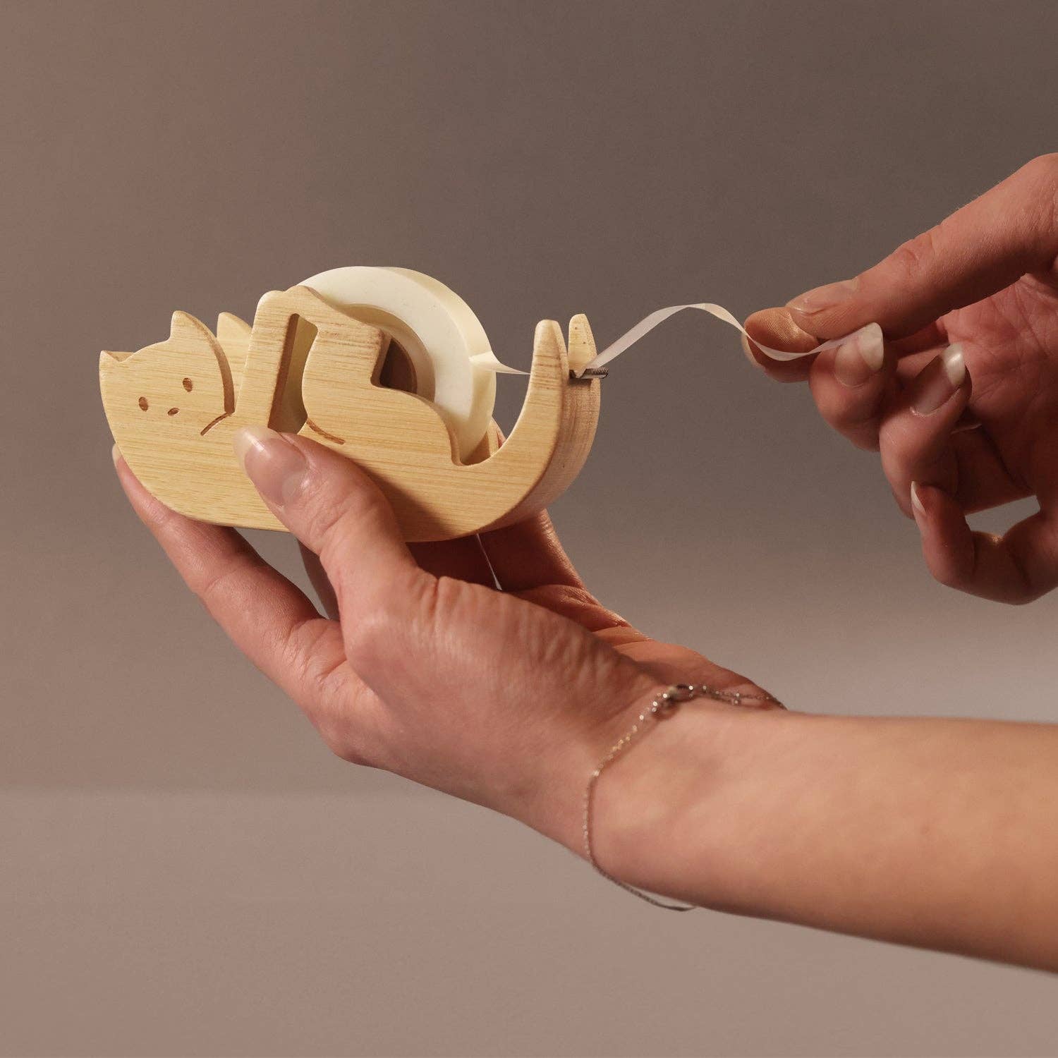Kitty Bamboo Tape Dispenser