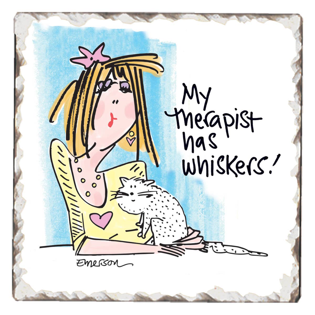 Therapist Has Whiskers Single Tumbled Tile Coaster