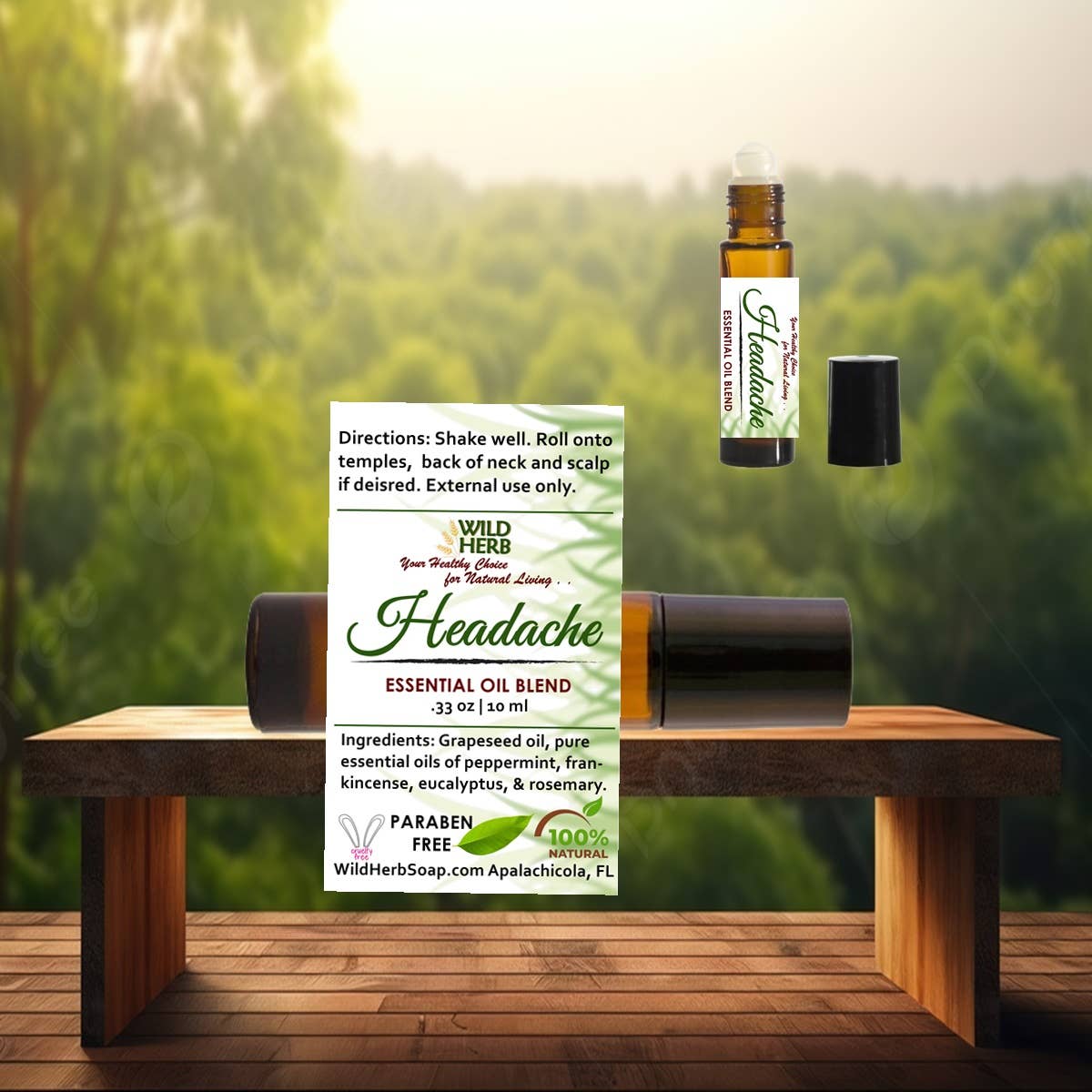 Natural Headache Relief Roller Bottle Essential Oils