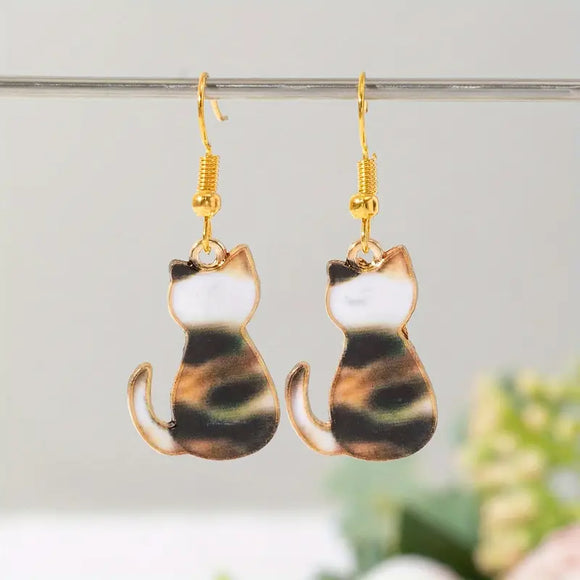 Tortie Cat Earrings