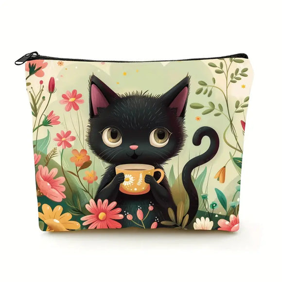 Caffeine Kitty Canvas Toiletry Bag