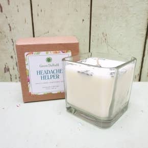 Headache Helper Soy Candle in Large Glass Cube