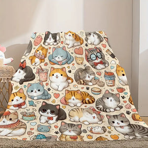 Cozy Cat Cafe Plush Throw