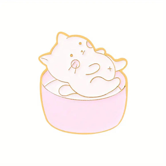 Bowl o' Kitty Enamel Pin