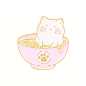 Noodle Cat Enamel Pin