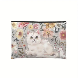 Floral Cat Zippered Pouch