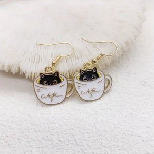 Peek a Boo Kitty Mug Earrings