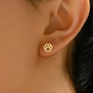 Gold Stud Pawprint Earrings