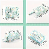 Green Floral Kitty Makeup Pouch