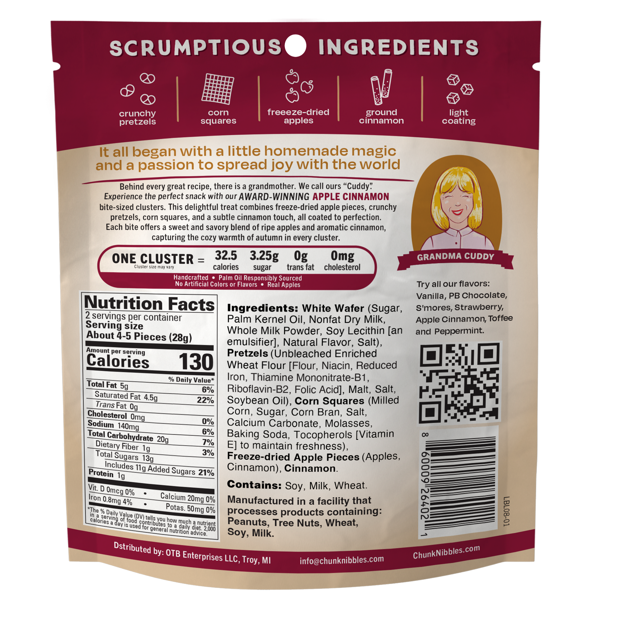 Apple Cinnamon Chunk Nibbles 2oz Snack Pack