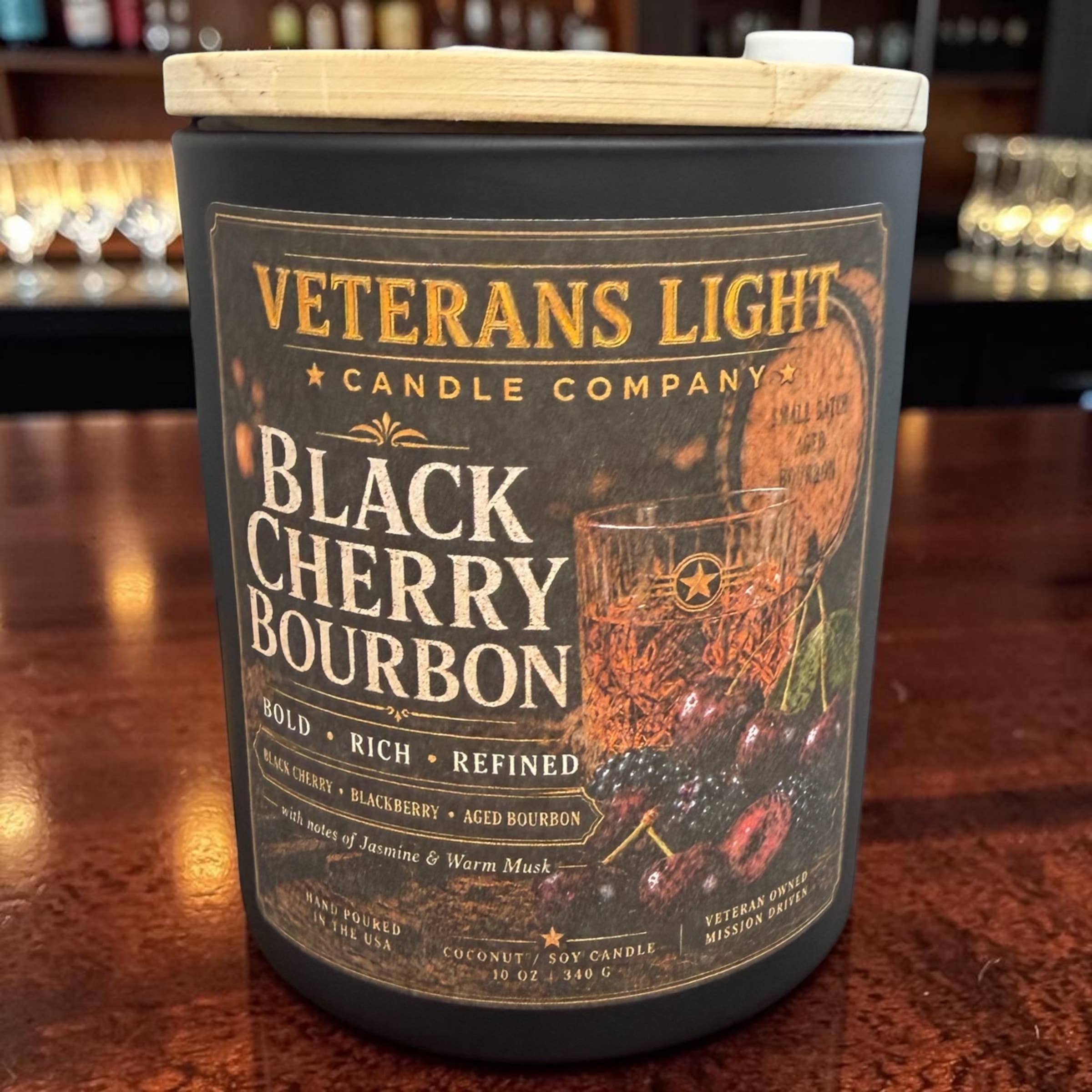 Veterans Light 10 oz Candle - Black Cherry Bourbon