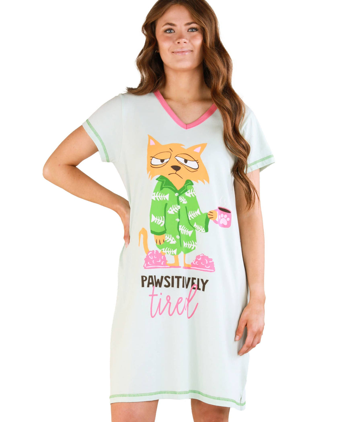 Pawsitively Tired V-Neck Nightshirt