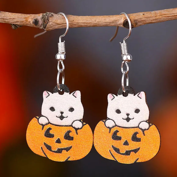 Pumpkin Kitty Earrings