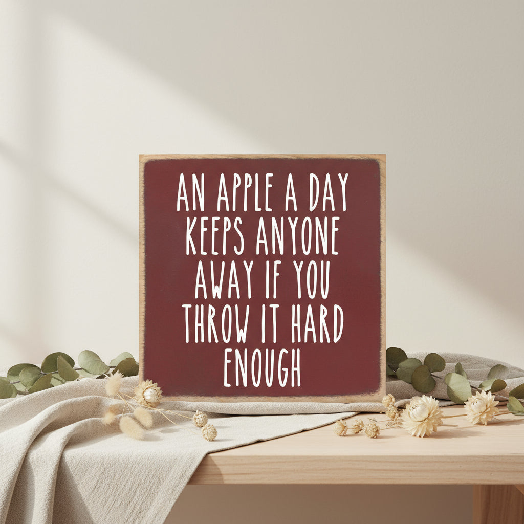 An Apple Wooden Block Sign