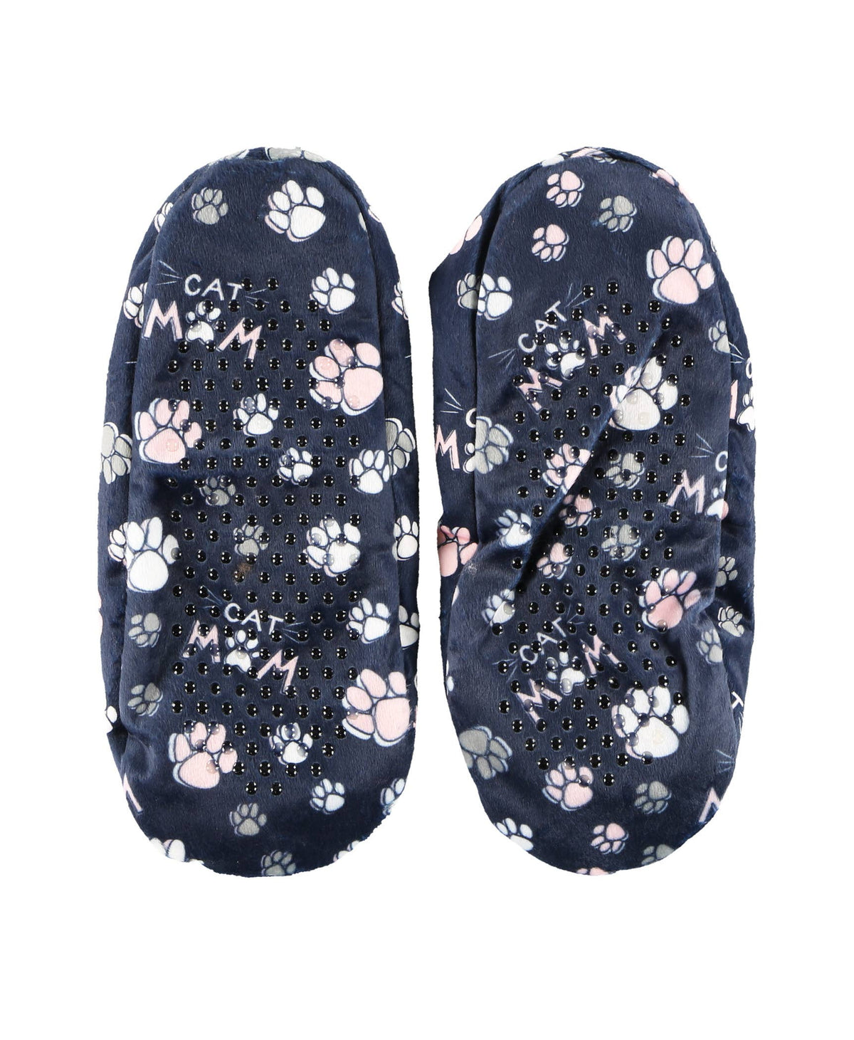 Cat Mom Paw Print Sherpa-Lined Slippers