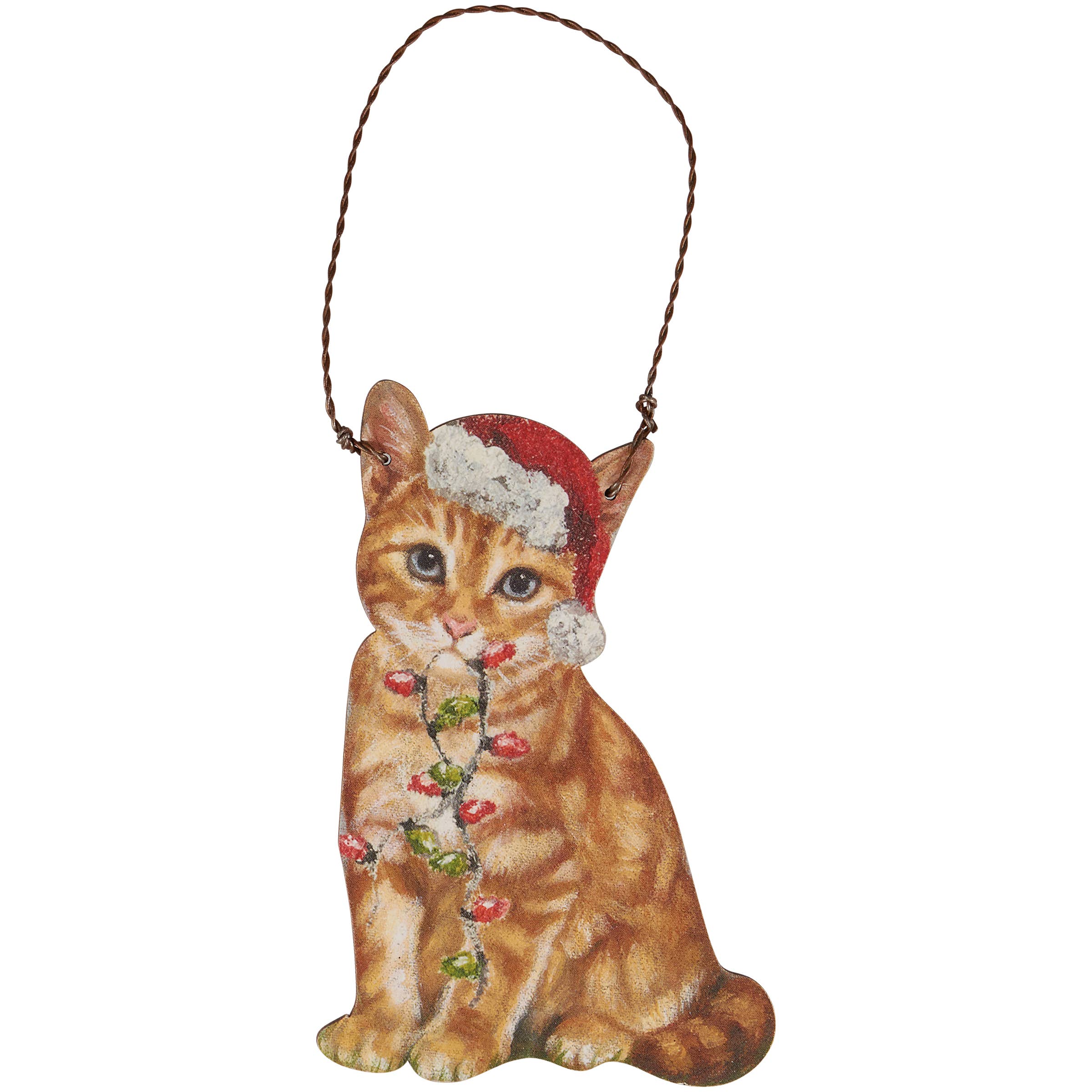 Orange Cat Santa Ornament