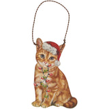 Orange Cat Santa Ornament