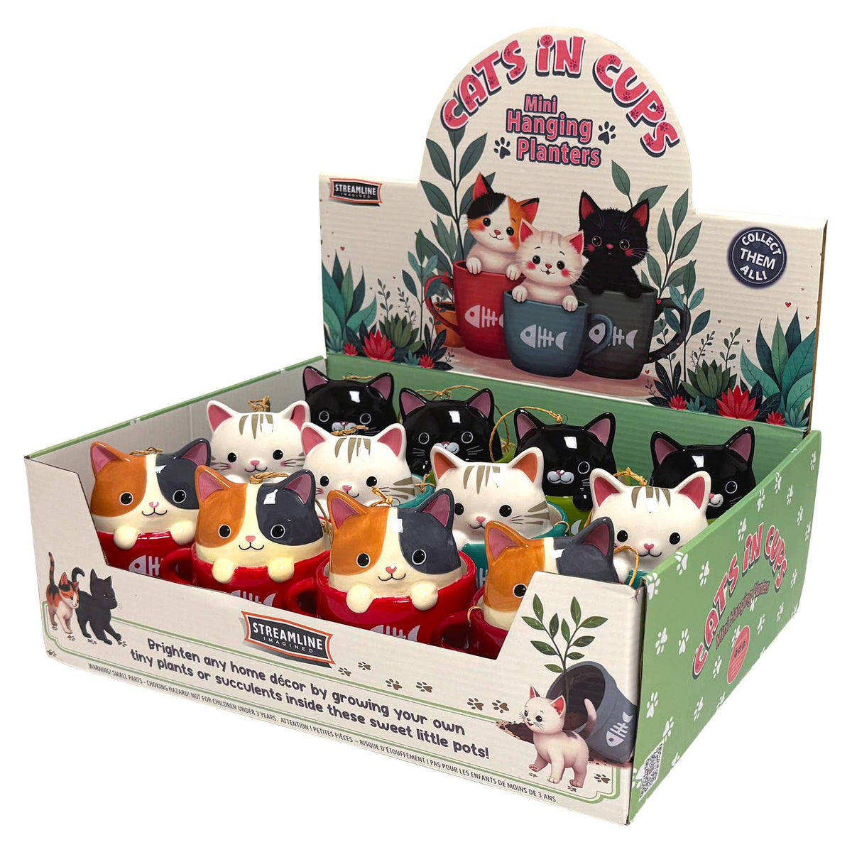 Cats In Cups Mini Hanging Planters