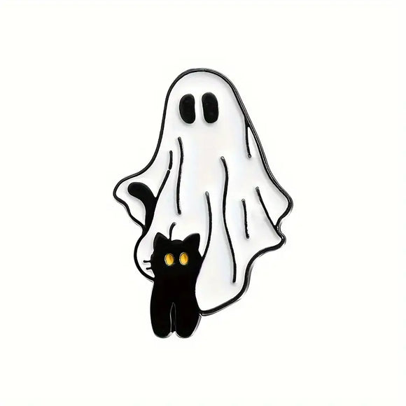 Kitty Sidekick Ghost Enamel Pin