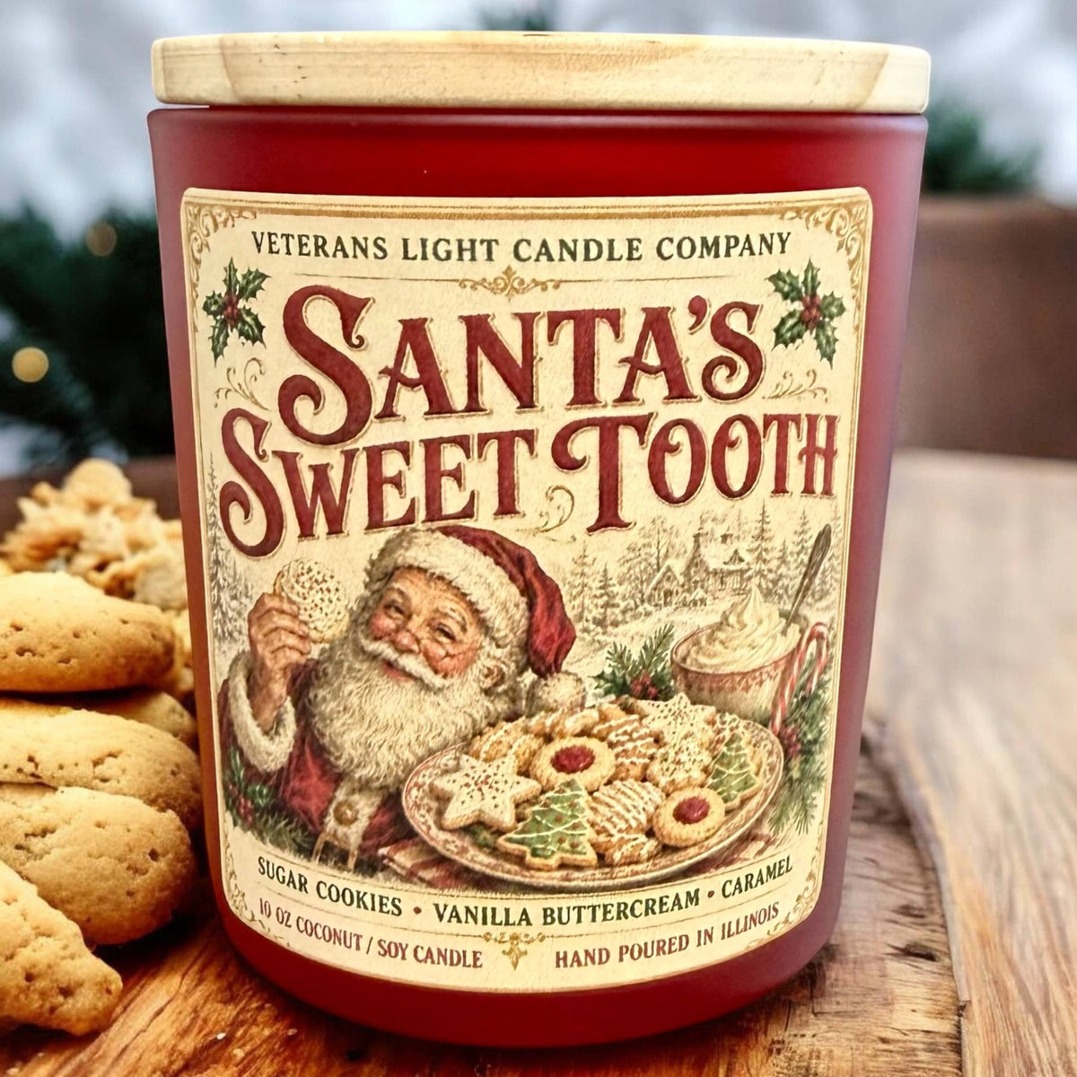 Santa’s Sweet Tooth – Sugar Cookies, Buttercream & Caramel: 10 oz – candle at the Feline Community Network gift shop