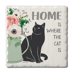 Cat Home Absorbent Stone Tumbled Tile Coaster