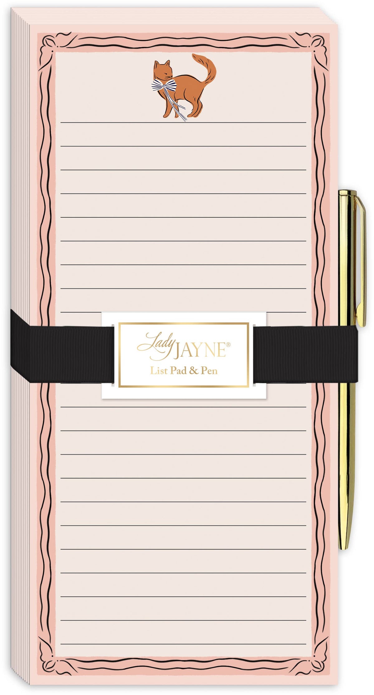 Orange Cat Magnetic List Pad With Pen