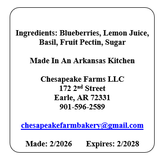 Chesapeake Farms Small-batch Blueberry Lemon Basil Jam 8oz