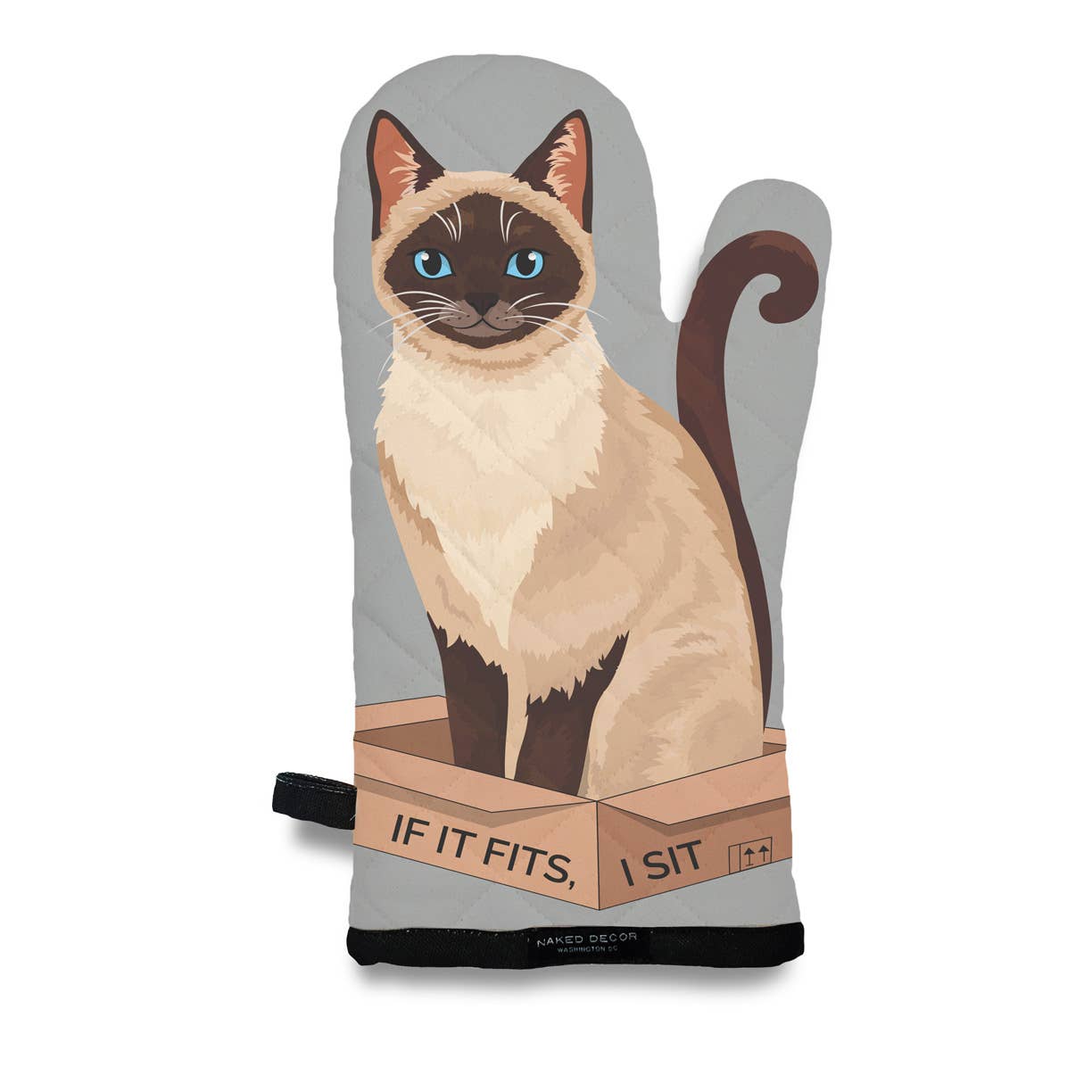 Siamese Kitty Cat  If It Fits, I Sit Oven Mitt  