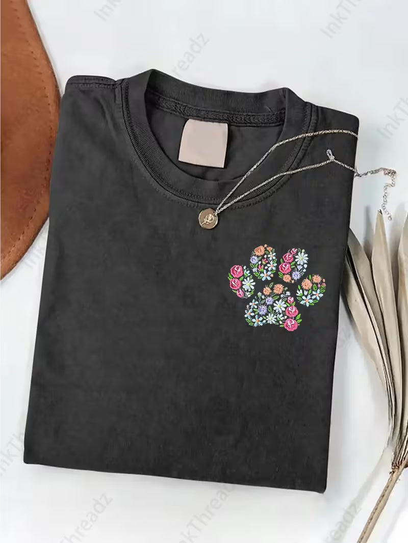 Floral Paw Print T-shirt