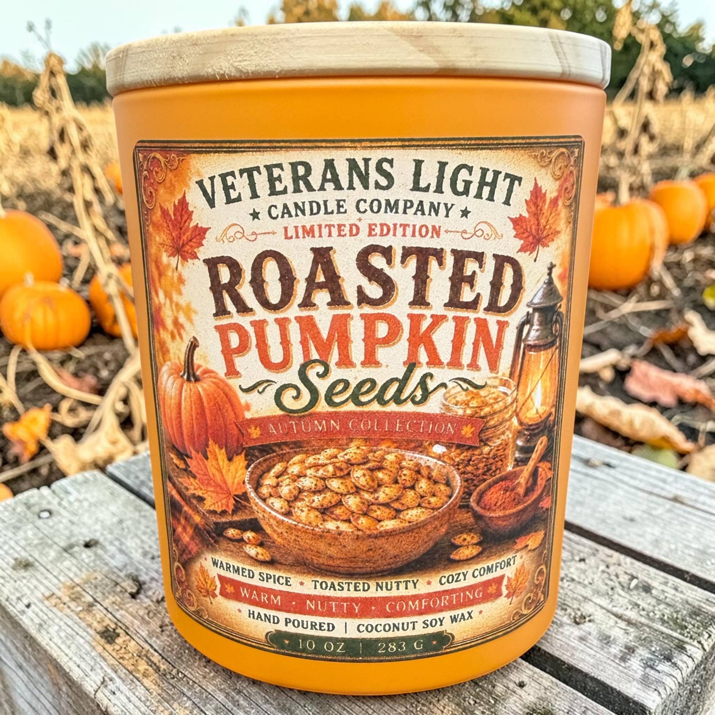 Veterans Light 10oz Candle - Roasted Pumpkin Seeds