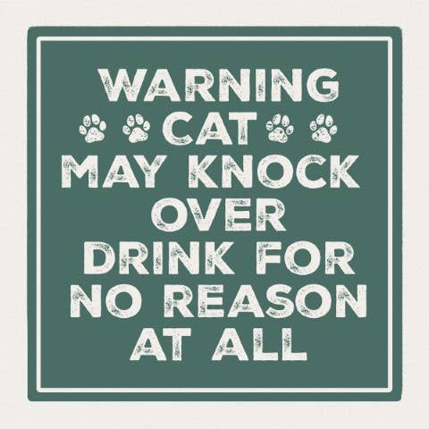 Warning Cat Square House Coaster