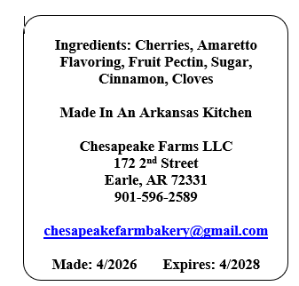 Chesapeake Farms Small‑Batch Spiced Cherry Amaretto Jam 8oz