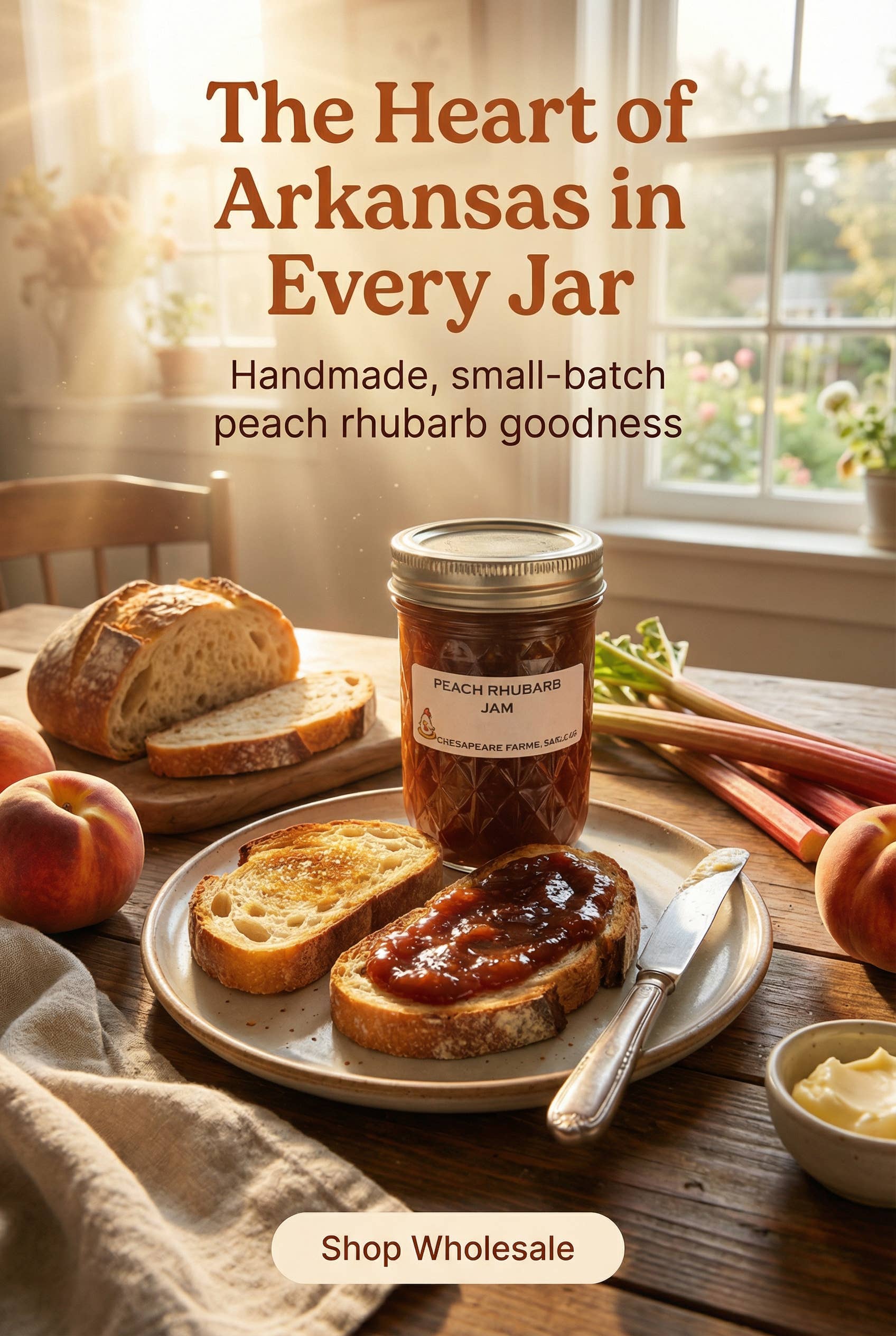 Chesapeake Farms Small-batch Arkansas Peach Rhubarb Jam 8oz