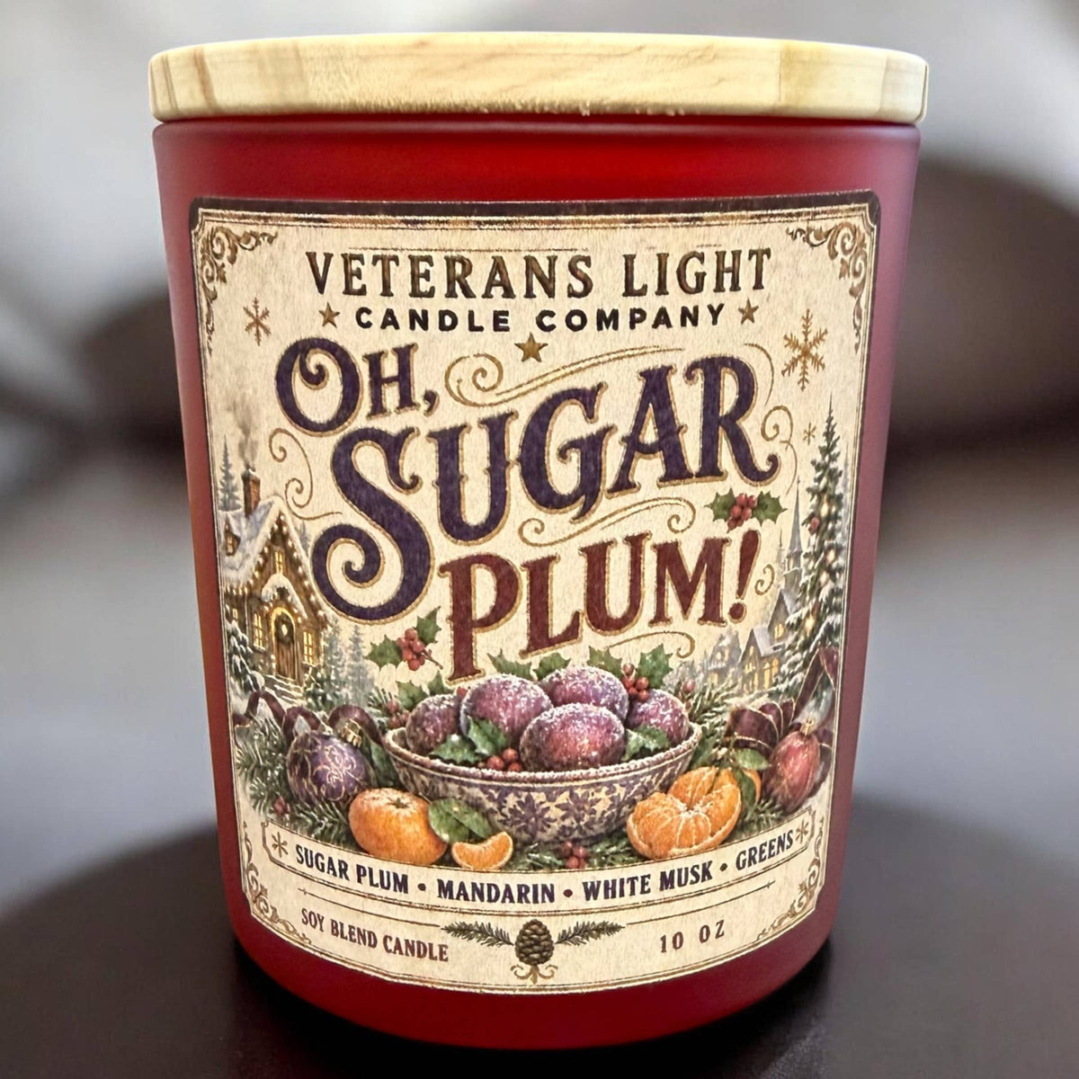 Oh, Sugar Plum! – Sugar Plum, Mandarin, White Musk & Greens: 10 oz – candle at the Feline Community Network gift shop
