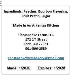 Chesapeake Farms LLC Small-batch Bourbon Peach Jam 8oz
