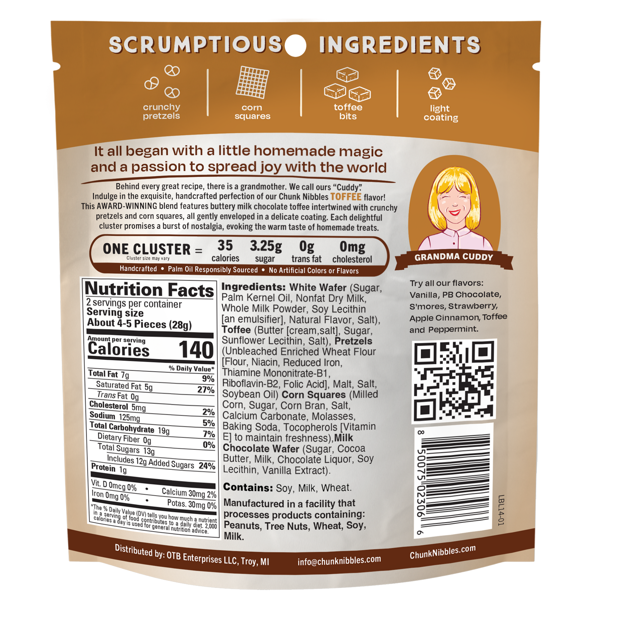 Toffee Chunk Nibbles 2oz Snack Pack