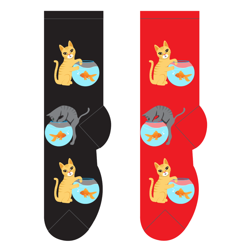 Cat & Fish Bowl Socks
