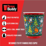 Christmas Brew Buddy Red Cup Sleeve |  Kitties