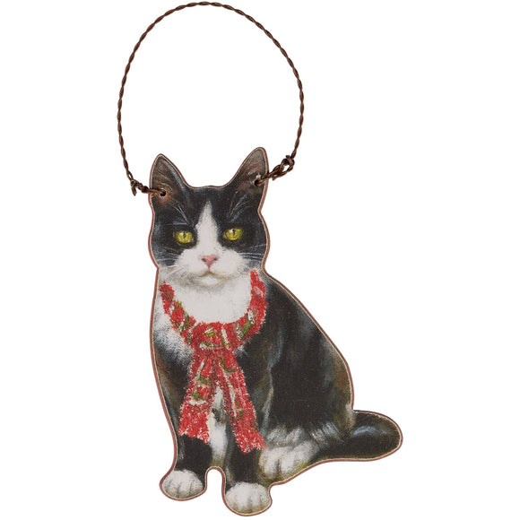 Tuxedo Cat Scarf Ornament