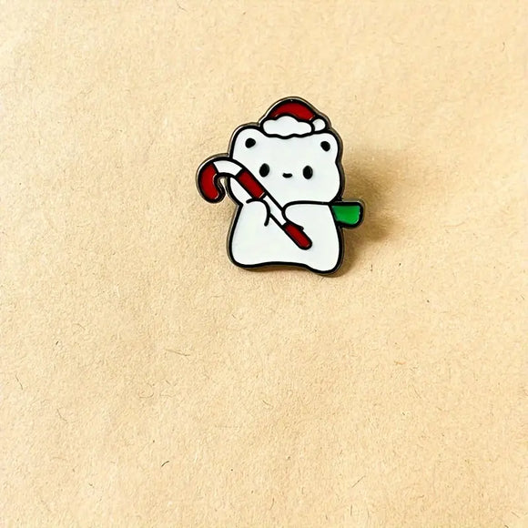 Candy Cane Gummy Cat Enamel Pin