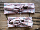 Stretchy Twist Headband Baby Pink Cats in Glasses : Regular (~16-18")