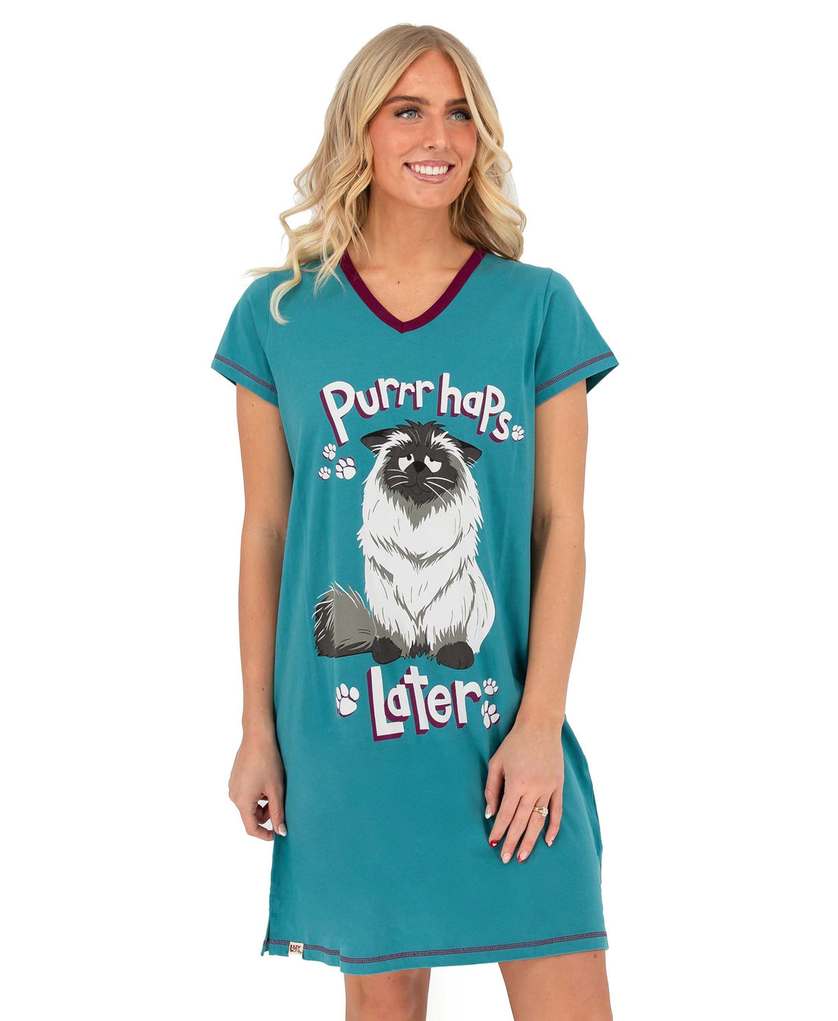 Purrrhaps Later V-Neck Nightshirt