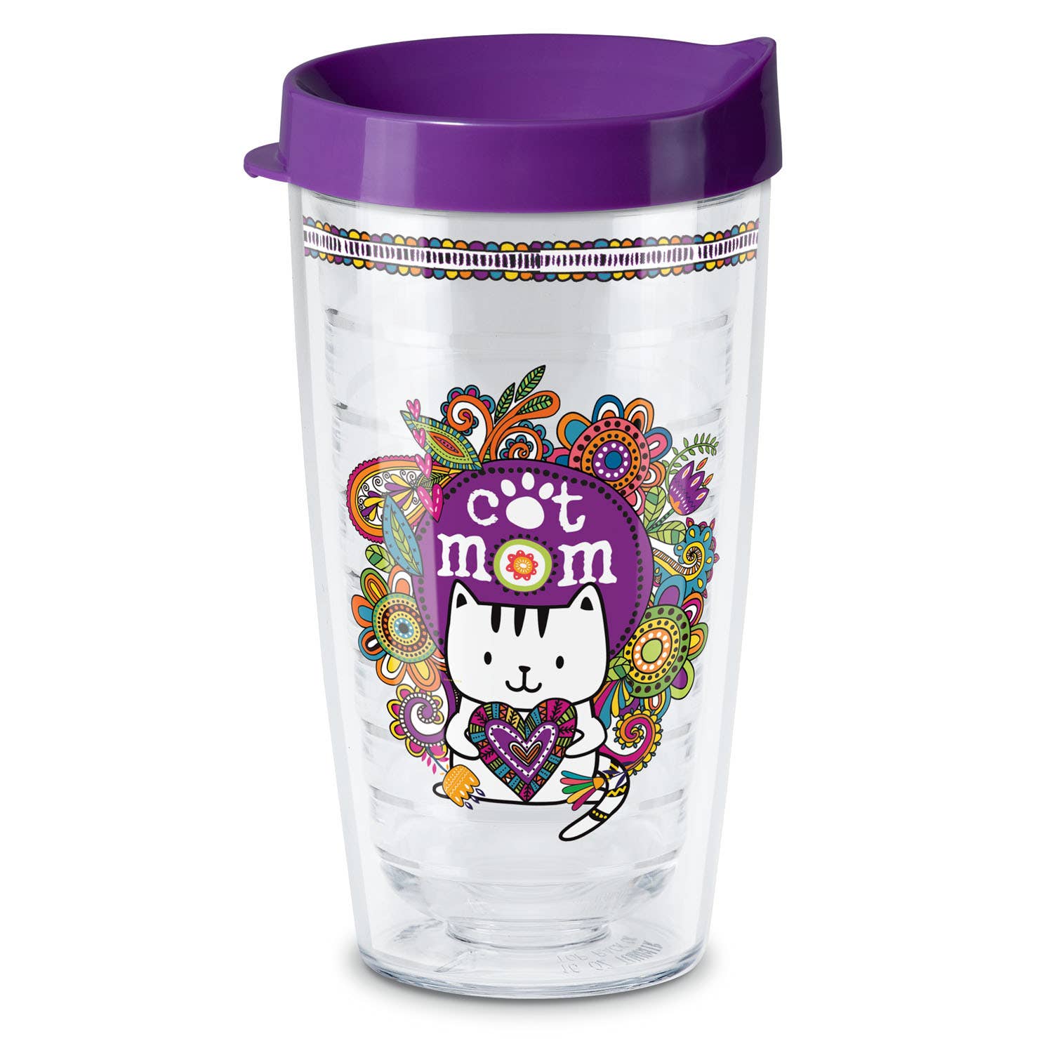Cat Mom Insulated Travel Tumbler with Lid 16 oz.