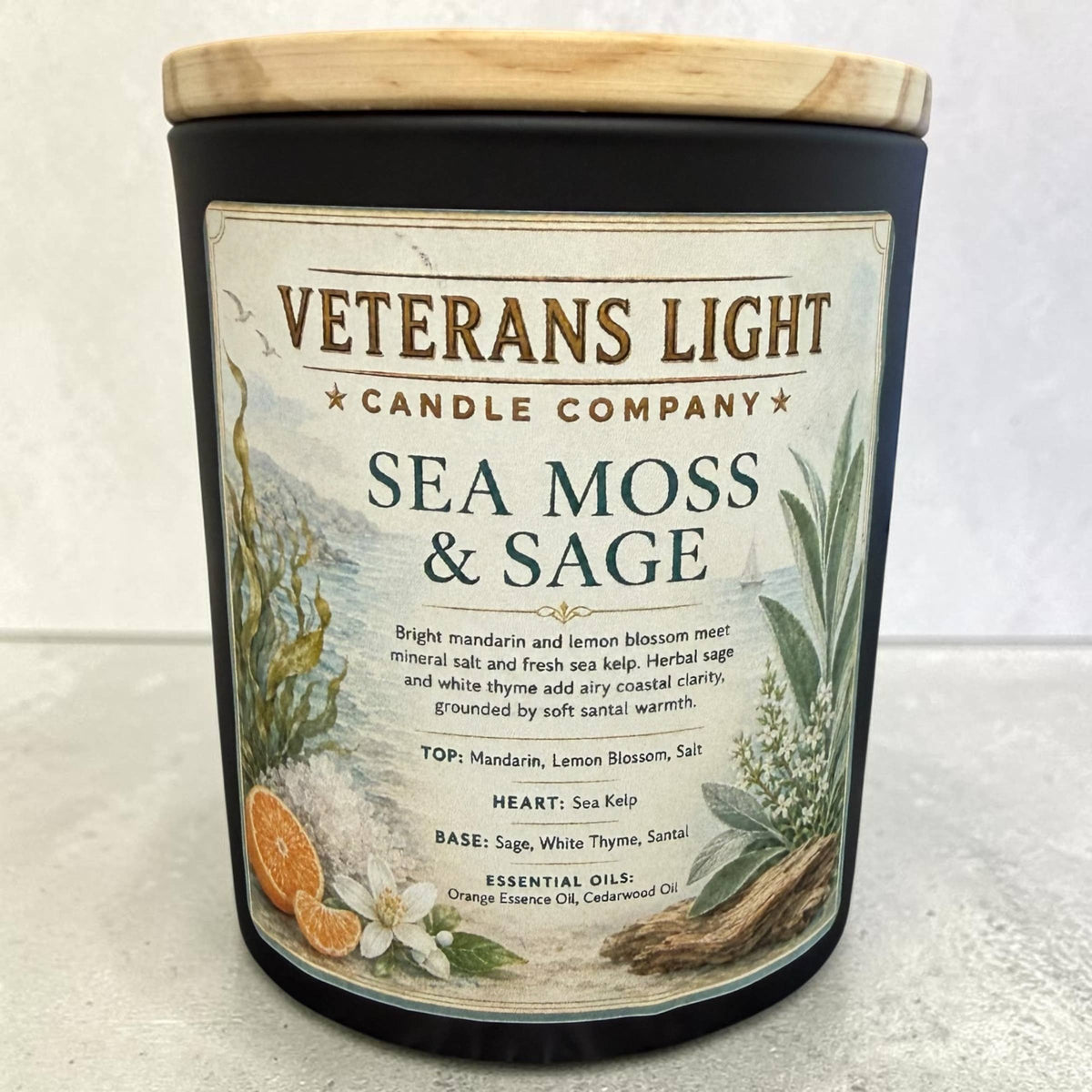 Veterans Light 10oz Candle - Sea Moss & Sage – candle at the Feline Community Network gift shop
