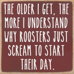 Roosters-4X4 Wooden Block Sign