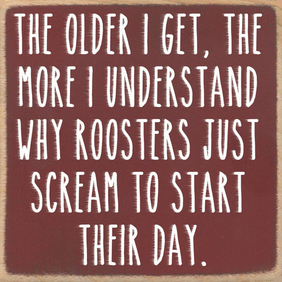 Roosters-4X4 Wooden Block Sign