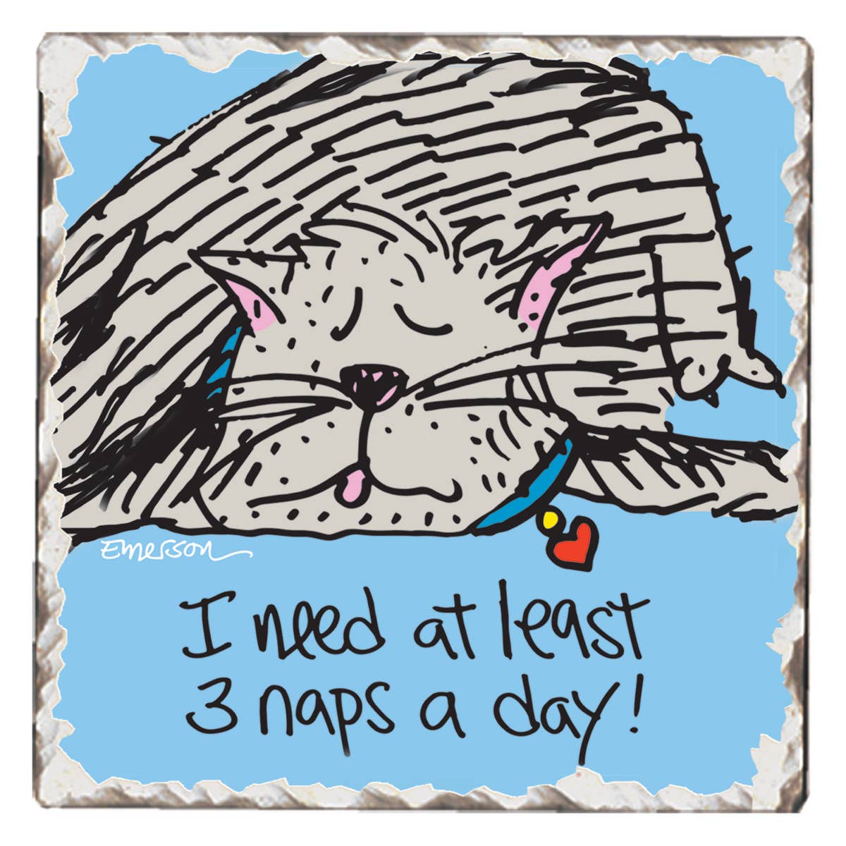 Cat Naps Single Tumbled Tile Coaster