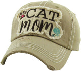 Cat Mom Washed Vintage Ballcap