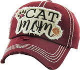 Cat Mom Washed Vintage Ballcap